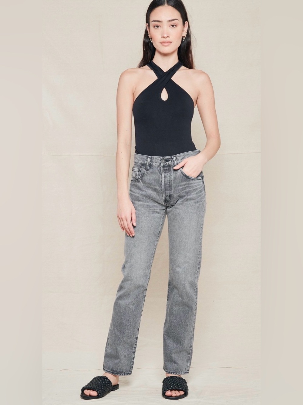 NWOT MOUSSY VINTAGE Boothbay Straight Jeans Gray Light Black Size 28